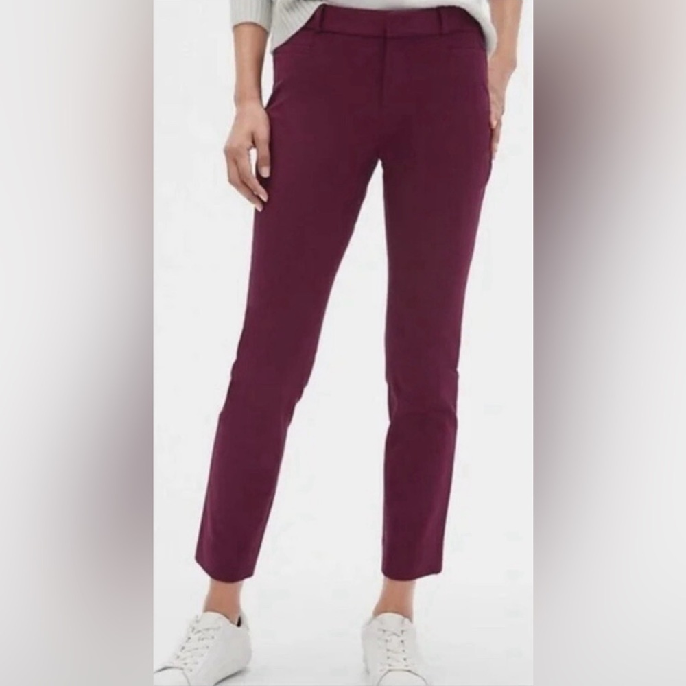 J. Crew Minnie Cropped Ankle Women's Pants Size 0 Burgundy Dark Red